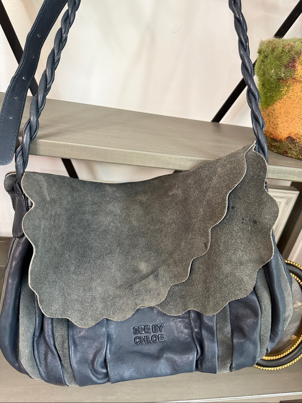 See By Chloe Scalloped Flap Suede Crossbody - Dark Gray - Picture 13 of 17